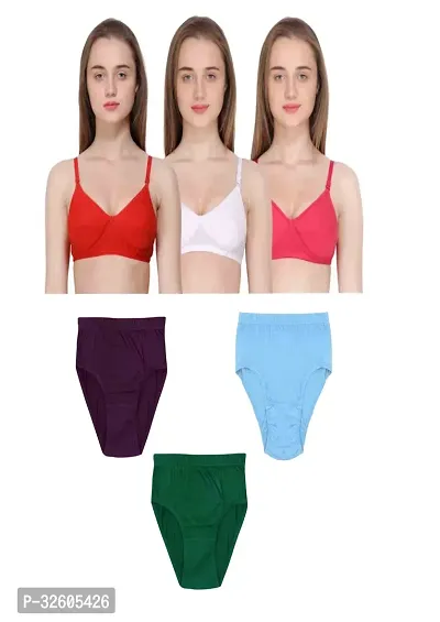 Stylish Women Bra and Panty Set Pack of 3