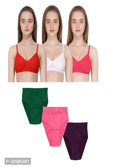 WOMEN BRA PANTY SET PACK OF 3