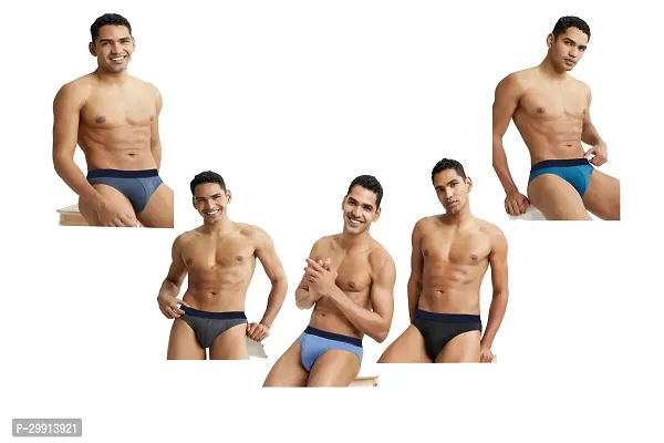 Stylish Cotton Solid Brief for Men, Pack of 5-thumb0