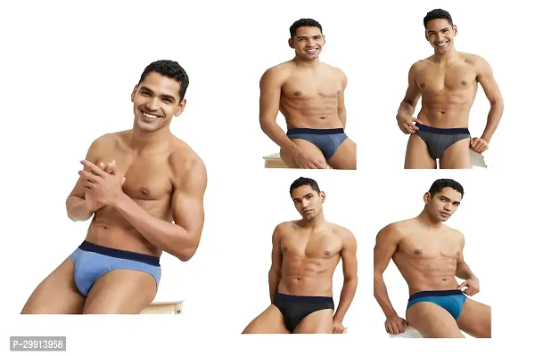 Stylish Cotton Solid Brief for Men, Pack of 5-thumb0