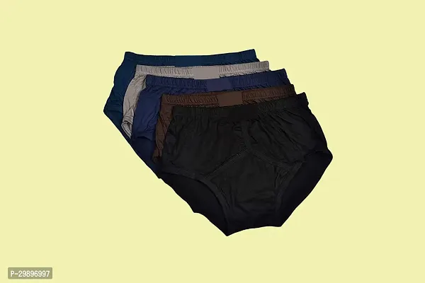 Stylish Cotton Solid Brief for Men, Pack of 5-thumb0