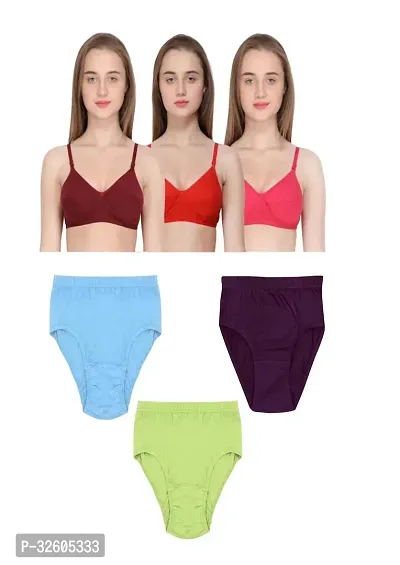 Stylish Women Bra and Panty Set Pack of 3-thumb0