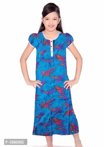 Girl's Pure Cotton Printed Nighty