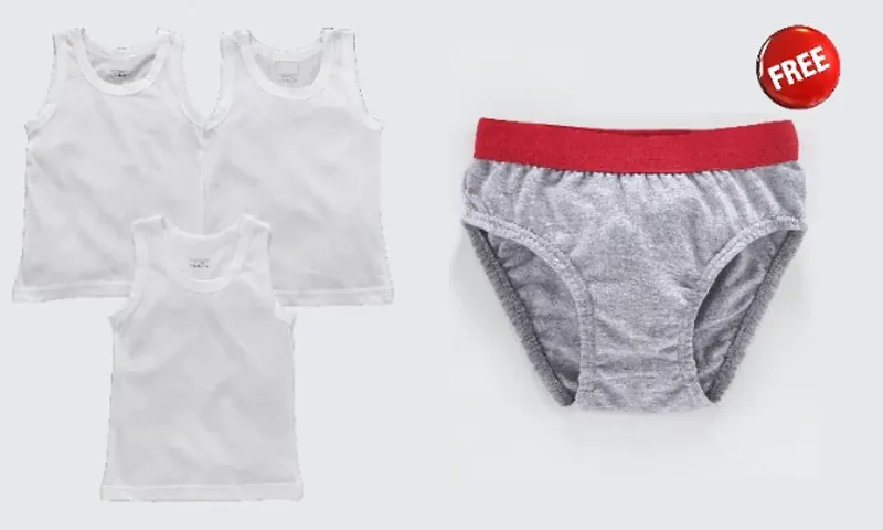 Kid's Pure Summer Vest Pack Of 3 With Free Brief