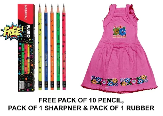 Girl's Trendy Frock With Free Stationary Gift