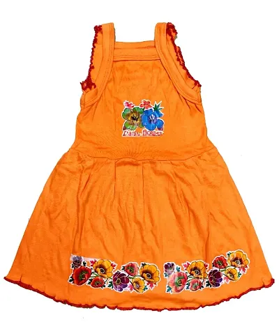 Sleeveless Cotton Printed Girl's Frock