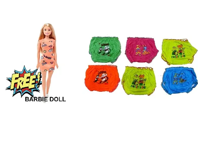Girl's Cotton Printed Bloomers Free Barbie Doll