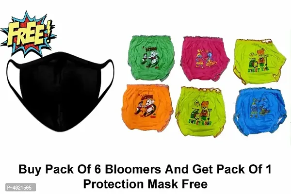 Kid's Trendy Printed Bloomer Pack Of 6 With Free Pack Of 1 Mask-thumb0