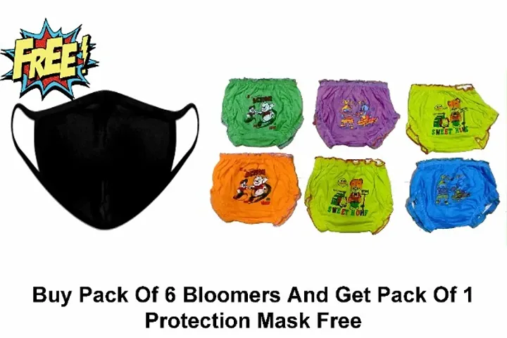 Pack Of 6 Kid's Printed Bloomer With Free Mask