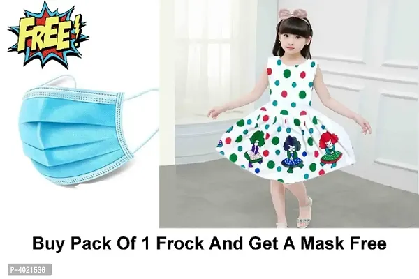Imported Girl's Frock With Free Mask-thumb0