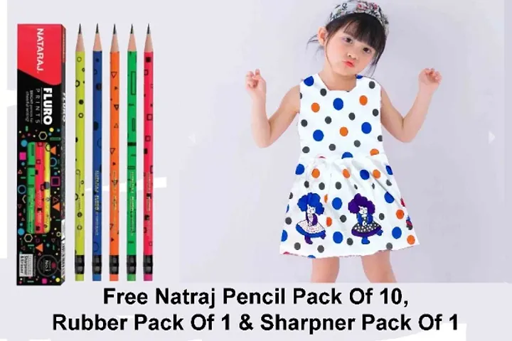 Kid's Imported Summer Frock With Free Pencils