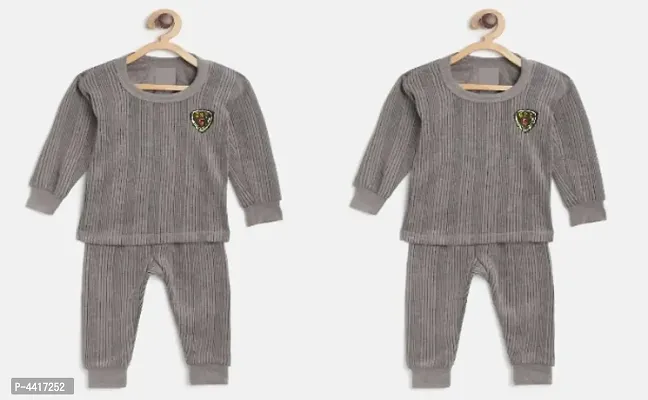 Adorable Cotton Blend Solid Tharmal Set For Kids-thumb0
