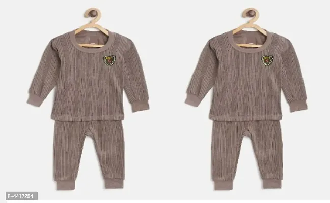 Adorable Cotton Blend Solid Tharmal Set For Kids-thumb0