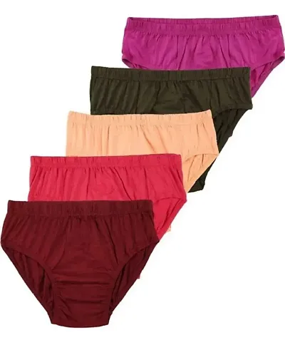 Multicolored solid Regular wear Cotton Panty Combo for Women