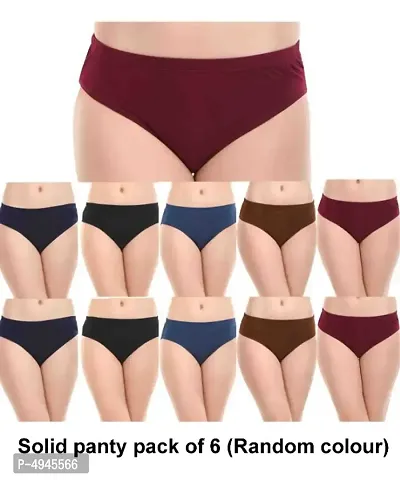 Women solid panty pack of 6 (Random colour)-thumb0