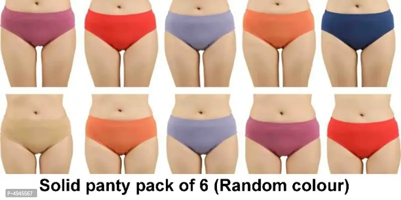 Women solid panty pack of 6 (Random colour)-thumb0