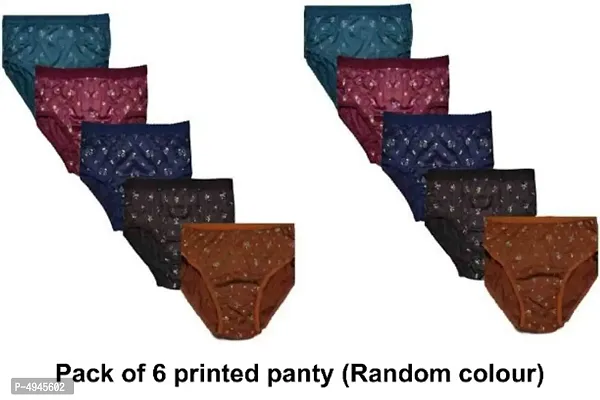 Women printed panty pack of 6 (Random colour)