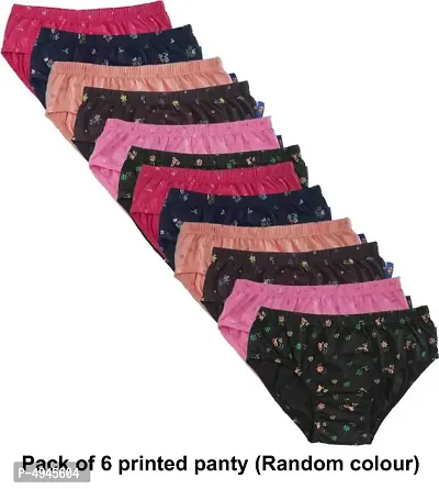 Women printed panty pack of 6 (Random colour)