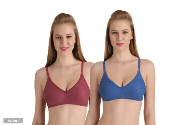 Women's Solid Hosiery Bras (Pack Of 2)