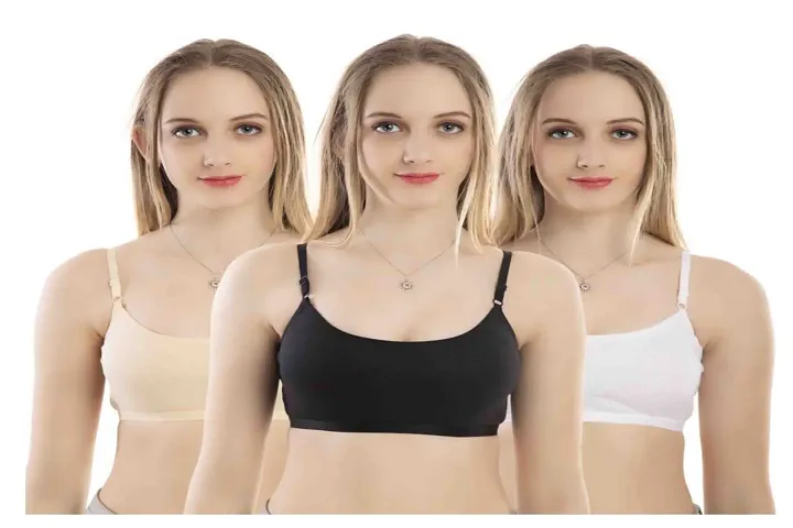 Cotton Solid Bras Pack Of 3,6