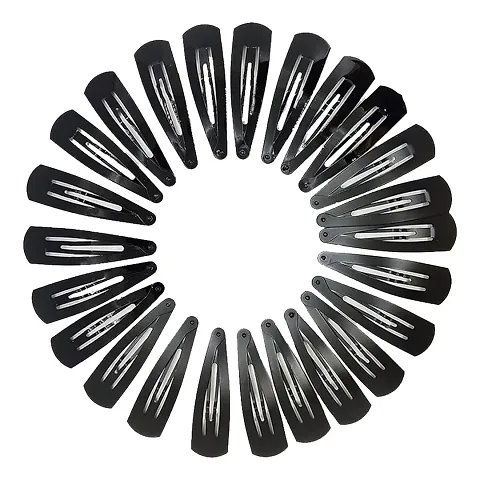 SENECIO 24Pc Black Tic tac Snap Hair Clip Pin Set For Kids Girls & Women