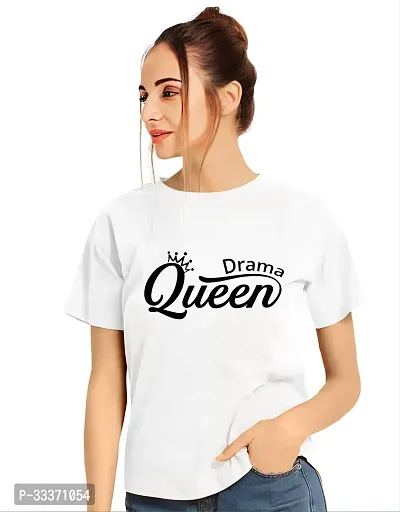 Elegant White Polycotton Printed Tshirt For Women-thumb0