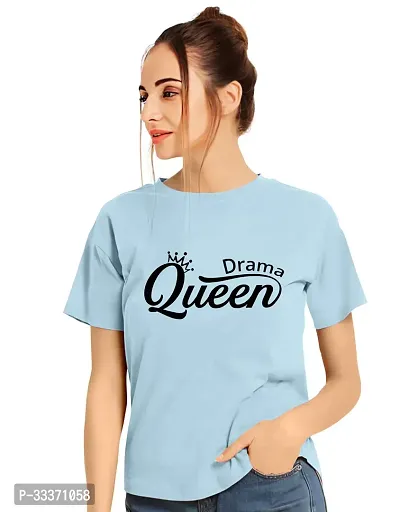 Elegant Blue Polycotton Printed Tshirt For Women-thumb0