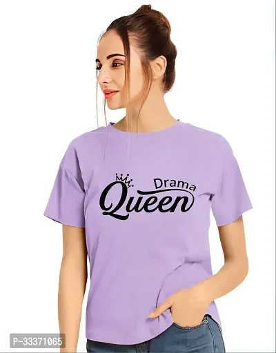 Elegant Purple Polycotton Printed Tshirt For Women-thumb0