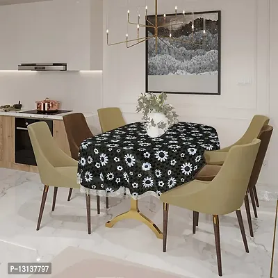 Star Weaves 6 to 8 Seater Dining Table Cover Oval Shaped with lace - Waterproof  Dustproof Table Cover (Size WxL 60x108 inches) KUM52