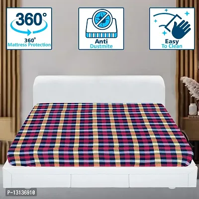 Star Weaves Cotton Mattress Cover for Single Size Bed 72""x48""x6"" - Mattress Protector Cover with Zip | Chain M03-thumb2