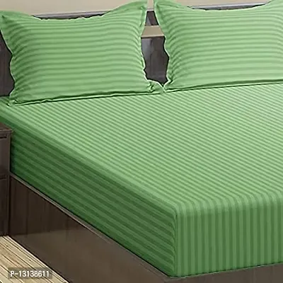 Star Weaves Elastic Bedsheet King Size Bed with 2 Pillow Cover - Cotton Mattress Protector Bedsheet - Bed Cover King Size - Elasticated Fitted Sheets - Fitted Bedsheet - Green Color-thumb2