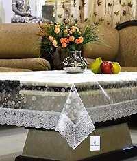 Star Weaves 4 Seater Table Cover Rectangle Shaped Diamond Coin Deisgned Center Table Cover with Silver Lace Size 40""x60"" Inches - Waterpoof & Dustproof High Qualtiy Made in India Table Cover-thumb1