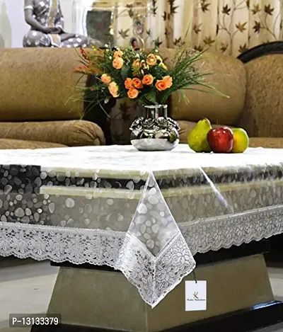 Star Weaves 4 Seater Table Cover Rectangle Shaped Diamond Coin Deisgned Center Table Cover with Silver Lace Size 40""x60"" Inches - Waterpoof & Dustproof High Qualtiy Made in India Table Cover-thumb2