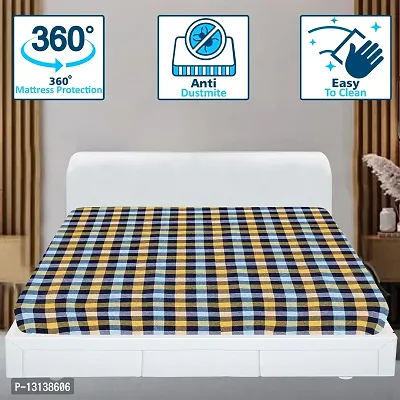 STAR WEAVES Cotton Mattress Cover for King Size Bed 78x72x6 - Mattress Protector Cover with Zip | Chain M04-thumb2