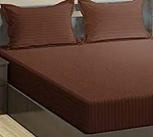 Star Weaves Cotton Mattress Protector Bedsheet - Elastic Bedsheet King Size Bed with 2 Pillow Cover 78x72- Fitted Sheet - Bedsheet for Double Bed Elastic Fitted - Coffee Color Bedsheet-thumb1