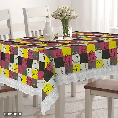 Star Weaves Dining Table Cover Big Size 8-10 Seater - Waterproof & Dustproof 8-10 Seater Table Cover with Lace 60x108 Inches KUM84