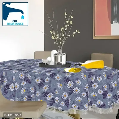 Star Weaves 6 to 8 Seater Dining Table Cover Oval Shaped with lace - Waterproof & Dustproof Table Cover (Size WxL 60x108 inches) KUM10-thumb2