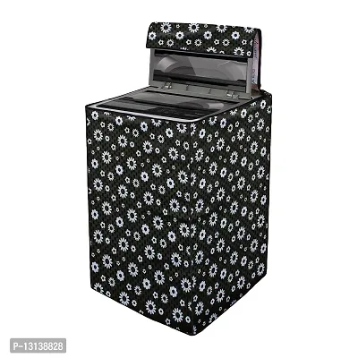 Star Weaves Washing Machine Cover Compatible for LG 7 kg Inverter Fully-Automatic Top Loading Washing Machine T70SPSF2Z Floral Pattern Black, KUM52