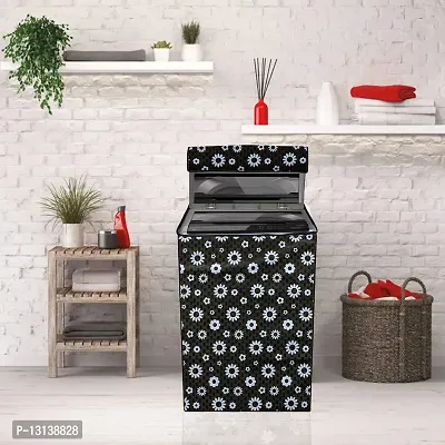 Star Weaves Washing Machine Cover Compatible for LG 7 kg Inverter Fully-Automatic Top Loading Washing Machine T70SPSF2Z Floral Pattern Black, KUM52-thumb3