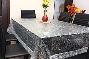 Star Weaves 4 Seater Table Cover Rectangle Shaped Diamond Coin Deisgned Center Table Cover with Silver Lace Size 40""x60"" Inches - Waterpoof & Dustproof High Qualtiy Made in India Table Cover-thumb2