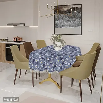 Star Weaves 6 to 8 Seater Dining Table Cover Oval Shaped with lace - Waterproof & Dustproof Table Cover (Size WxL 60x108 inches) KUM10
