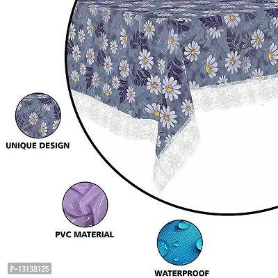 Star Weaves PVC Center Table Cover - Waterproof & Dustproof 4 Seater Table Cover with Lace 40x60 Inches KUM10-thumb2