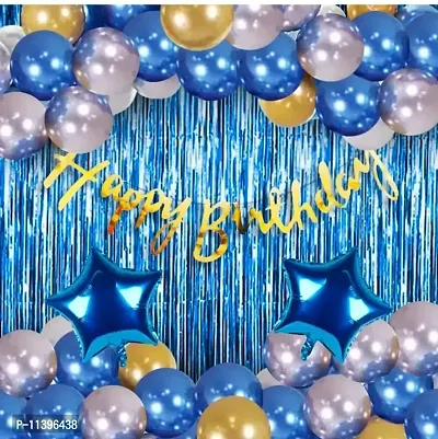 THREESIXTY 41 pc BLUE AND GOLD HAPPY BIRTHDAY DECORATIONS KITS-thumb0