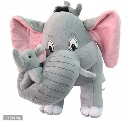 Beautiful Mother Elephant With 2 Babies Stuffed 38 Cm - Grey-thumb0