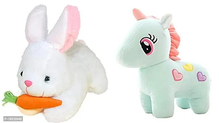 Beautiful Combo Of Unicorn Soft Rabbit With Carrot Soft Toy For Kids Birthday Gifts Someone Special