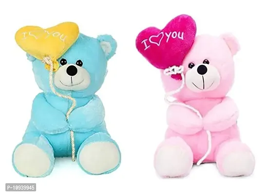 Beautiful Blue And Pink Balloon Teddy Soft Toy For Kids-thumb0