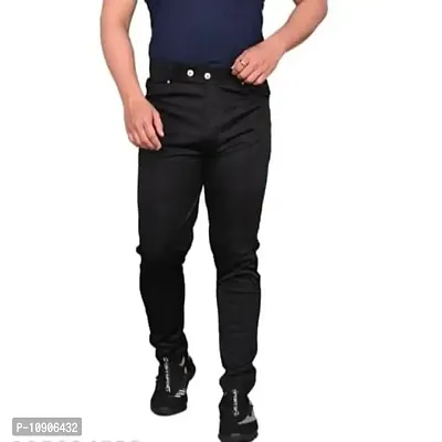 Classic Polyester Solid Casual Trousers for Men