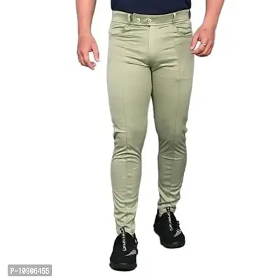 Classic Polyester Solid Casual Trousers for Men-thumb0