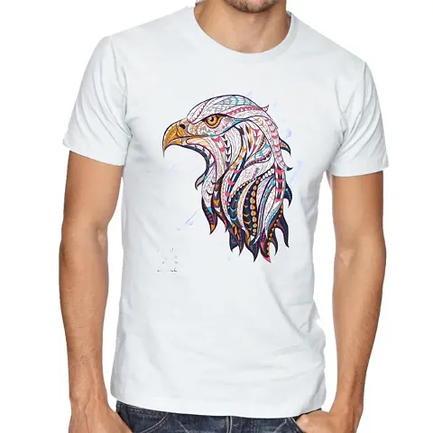 PUSHANKA Men's Regular Fit Round Neck Eagle Face T-Shirts