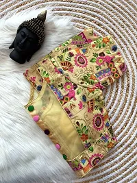 Womans New Trending Bollywood Style Blouse Short sleeve Blouse With Embroidery Blouse For Womans-thumb1